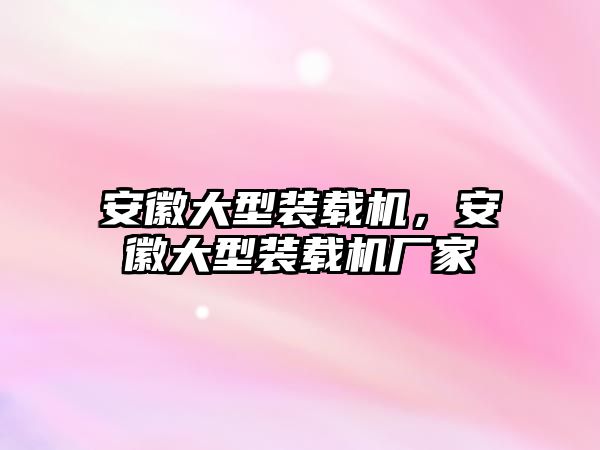 安徽大型裝載機(jī)，安徽大型裝載機(jī)廠家