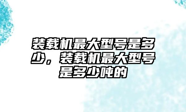 裝載機(jī)最大型號(hào)是多少，裝載機(jī)最大型號(hào)是多少噸的