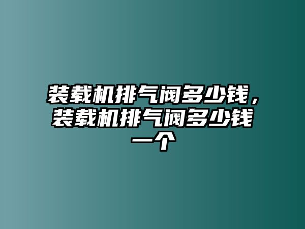 裝載機(jī)排氣閥多少錢，裝載機(jī)排氣閥多少錢一個(gè)