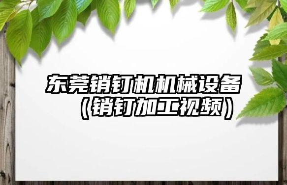 東莞銷釘機機械設(shè)備（銷釘加工視頻）