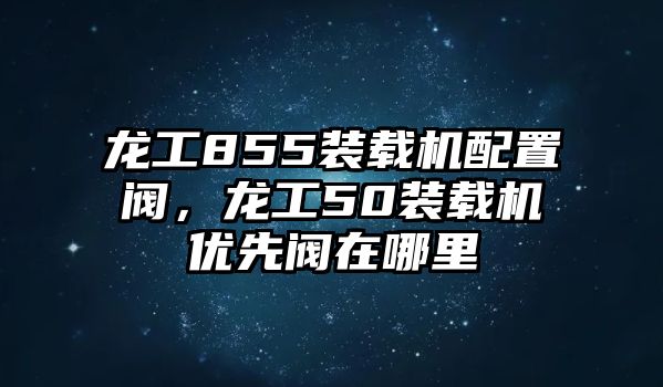 龍工855裝載機(jī)配置閥，龍工50裝載機(jī)優(yōu)先閥在哪里