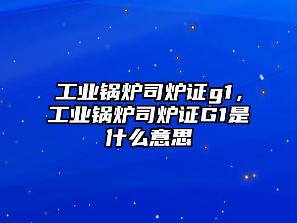 工業(yè)鍋爐司爐證g1，工業(yè)鍋爐司爐證G1是什么意思