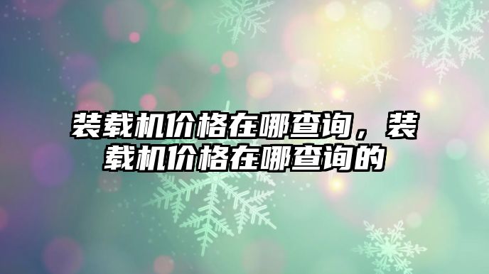 裝載機(jī)價(jià)格在哪查詢，裝載機(jī)價(jià)格在哪查詢的