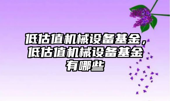 低估值機械設(shè)備基金，低估值機械設(shè)備基金有哪些