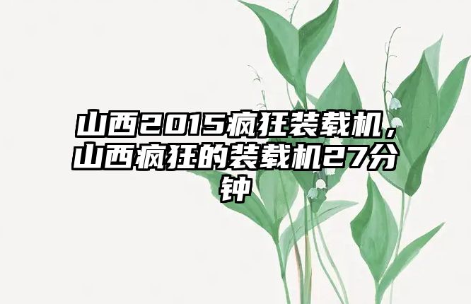 山西2015瘋狂裝載機(jī)，山西瘋狂的裝載機(jī)27分鐘