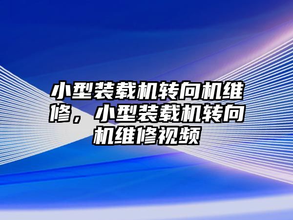 小型裝載機轉(zhuǎn)向機維修，小型裝載機轉(zhuǎn)向機維修視頻