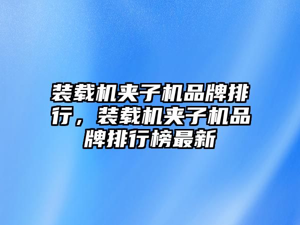 裝載機(jī)夾子機(jī)品牌排行，裝載機(jī)夾子機(jī)品牌排行榜最新