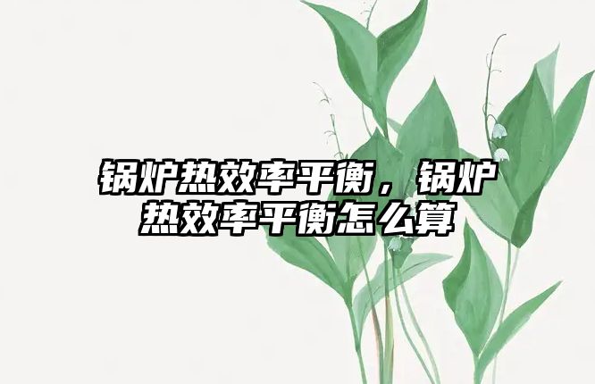 鍋爐熱效率平衡，鍋爐熱效率平衡怎么算