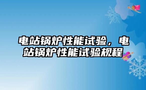 電站鍋爐性能試驗，電站鍋爐性能試驗規(guī)程