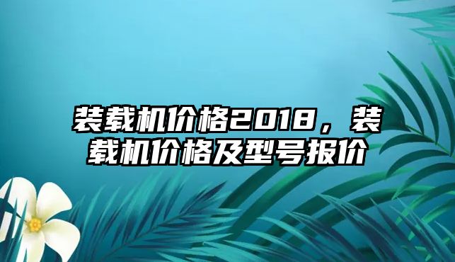 裝載機價格2018，裝載機價格及型號報價