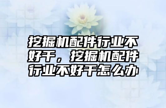 挖掘機配件行業(yè)不好干，挖掘機配件行業(yè)不好干怎么辦