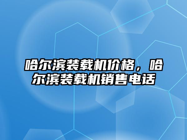 哈爾濱裝載機價格，哈爾濱裝載機銷售電話