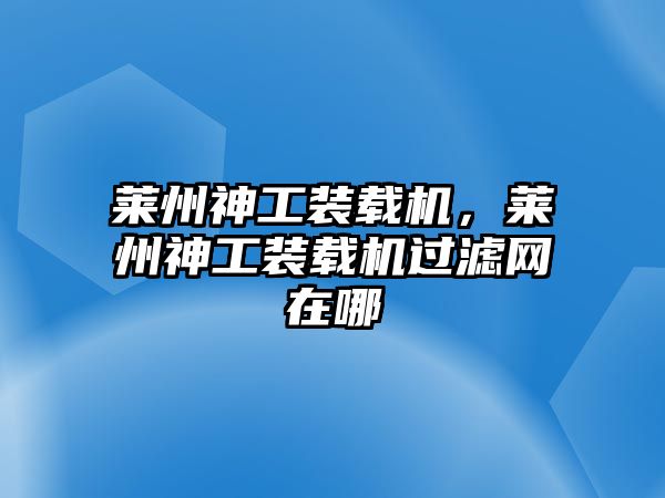 萊州神工裝載機(jī)，萊州神工裝載機(jī)過(guò)濾網(wǎng)在哪