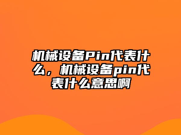 機(jī)械設(shè)備Pin代表什么，機(jī)械設(shè)備pin代表什么意思啊