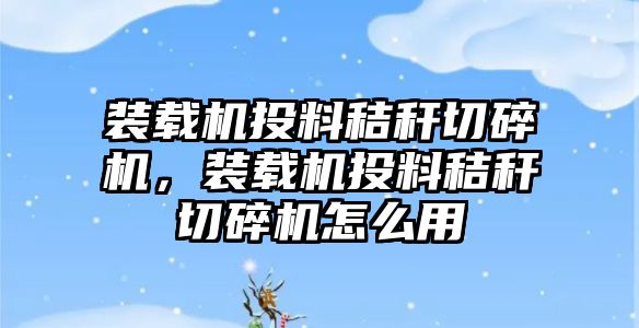 裝載機(jī)投料秸稈切碎機(jī)，裝載機(jī)投料秸稈切碎機(jī)怎么用