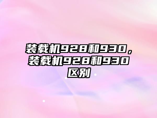 裝載機(jī)928和930，裝載機(jī)928和930區(qū)別