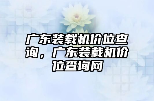 廣東裝載機(jī)價位查詢，廣東裝載機(jī)價位查詢網(wǎng)