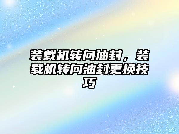 裝載機轉向油封，裝載機轉向油封更換技巧