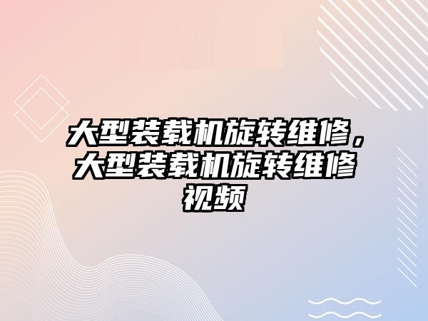 大型裝載機旋轉維修，大型裝載機旋轉維修視頻