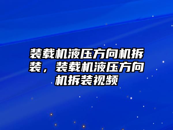 裝載機(jī)液壓方向機(jī)拆裝，裝載機(jī)液壓方向機(jī)拆裝視頻