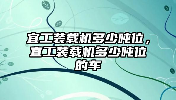 宜工裝載機(jī)多少噸位，宜工裝載機(jī)多少噸位的車