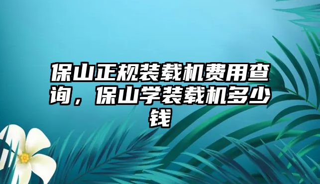 保山正規(guī)裝載機(jī)費(fèi)用查詢，保山學(xué)裝載機(jī)多少錢(qián)