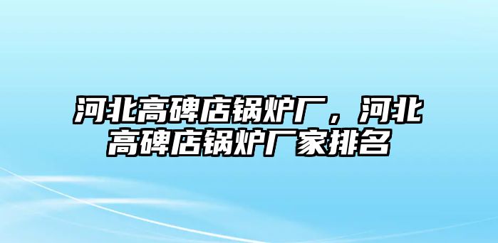 河北高碑店鍋爐廠，河北高碑店鍋爐廠家排名