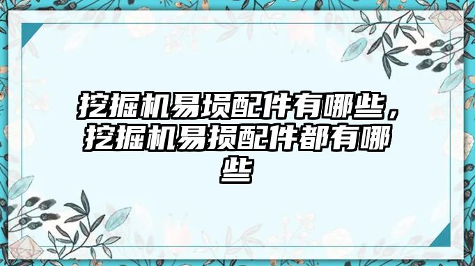 挖掘機易塤配件有哪些，挖掘機易損配件都有哪些