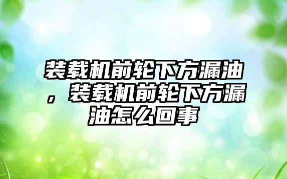 裝載機前輪下方漏油，裝載機前輪下方漏油怎么回事