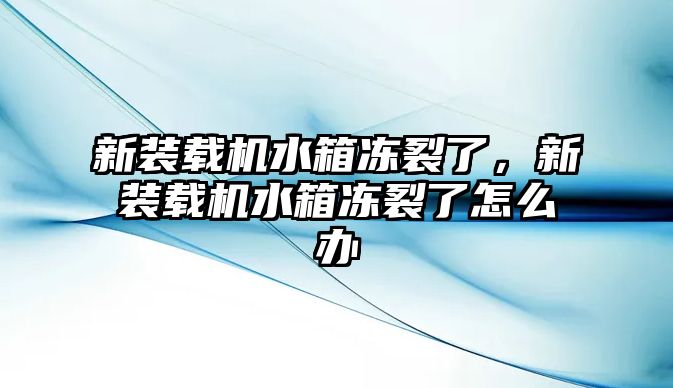 新裝載機水箱凍裂了，新裝載機水箱凍裂了怎么辦