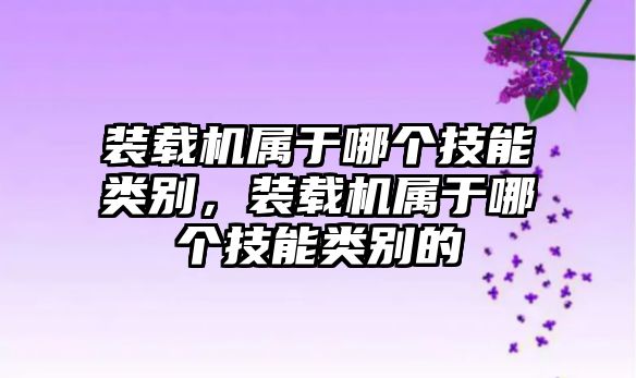 裝載機(jī)屬于哪個(gè)技能類(lèi)別，裝載機(jī)屬于哪個(gè)技能類(lèi)別的