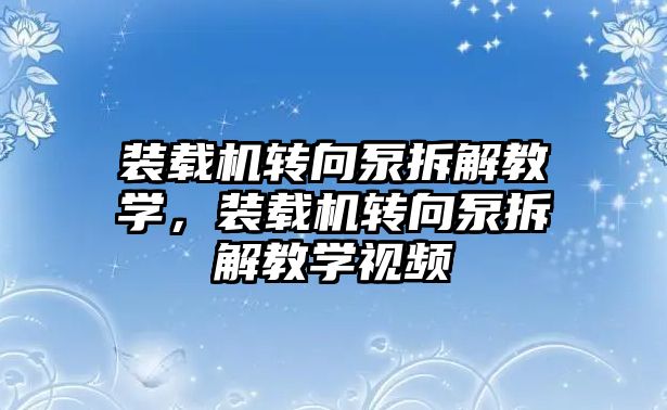 裝載機轉(zhuǎn)向泵拆解教學，裝載機轉(zhuǎn)向泵拆解教學視頻