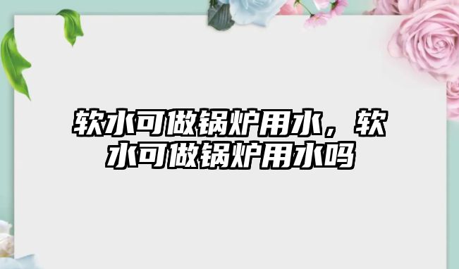 軟水可做鍋爐用水，軟水可做鍋爐用水嗎