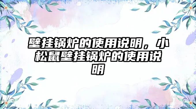 壁掛鍋爐的使用說明，小松鼠壁掛鍋爐的使用說明