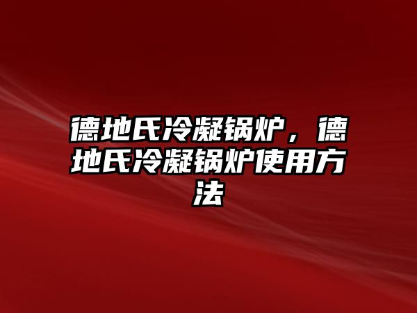 德地氏冷凝鍋爐，德地氏冷凝鍋爐使用方法