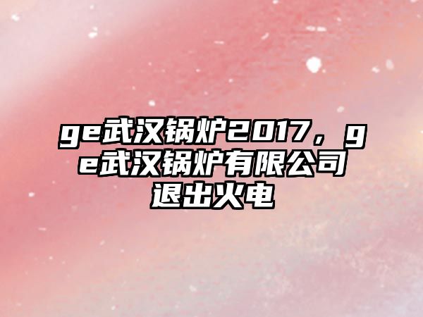 ge武漢鍋爐2017，ge武漢鍋爐有限公司退出火電