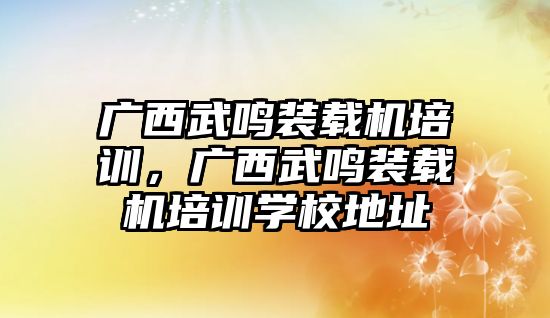 廣西武鳴裝載機培訓(xùn)，廣西武鳴裝載機培訓(xùn)學(xué)校地址