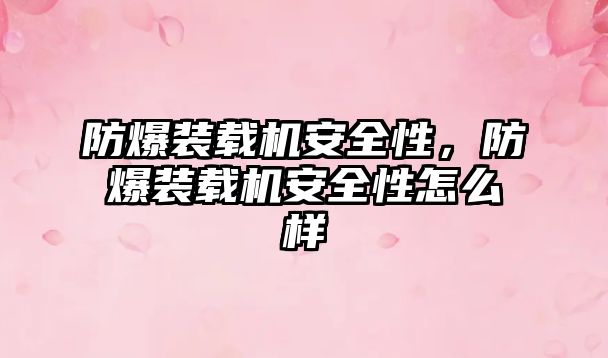 防爆裝載機安全性，防爆裝載機安全性怎么樣