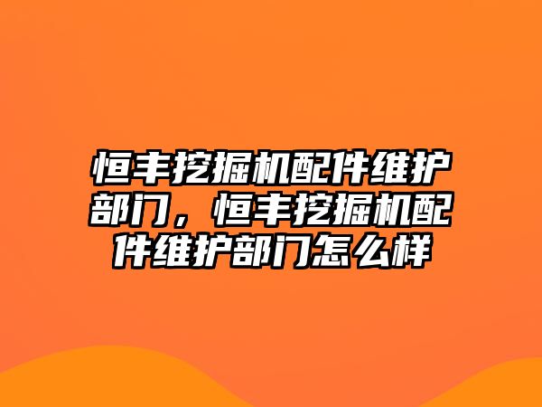 恒豐挖掘機配件維護部門，恒豐挖掘機配件維護部門怎么樣