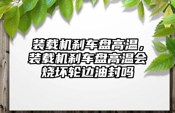 裝載機剎車盤高溫，裝載機剎車盤高溫會燒壞輪邊油封嗎