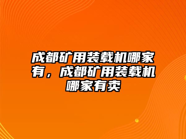 成都礦用裝載機(jī)哪家有，成都礦用裝載機(jī)哪家有賣(mài)