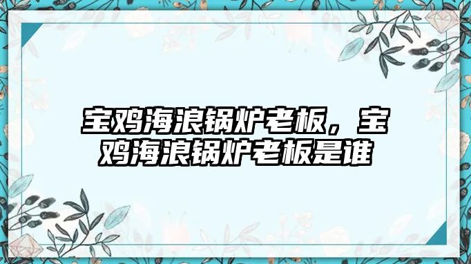 寶雞海浪鍋爐老板，寶雞海浪鍋爐老板是誰