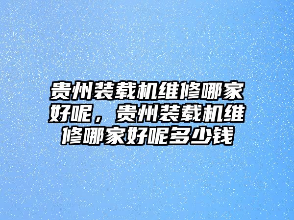 貴州裝載機(jī)維修哪家好呢，貴州裝載機(jī)維修哪家好呢多少錢