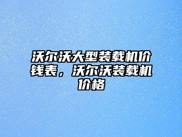 沃爾沃大型裝載機價錢表，沃爾沃裝載機價格