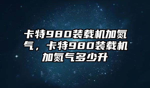 卡特980裝載機(jī)加氮?dú)?，卡?80裝載機(jī)加氮?dú)舛嗌偕?/>	
								</i>
								<p class=