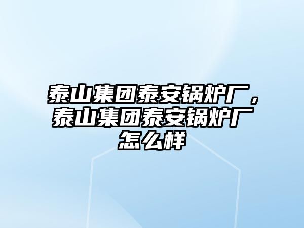 泰山集團泰安鍋爐廠，泰山集團泰安鍋爐廠怎么樣