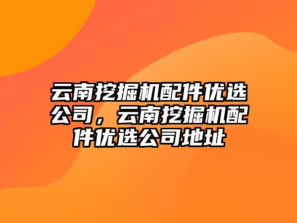 云南挖掘機配件優(yōu)選公司，云南挖掘機配件優(yōu)選公司地址