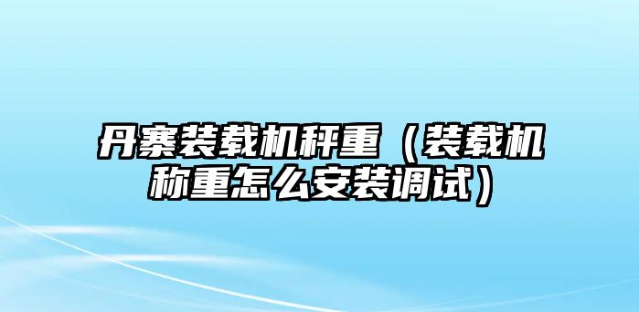 丹寨裝載機秤重（裝載機稱重怎么安裝調(diào)試）