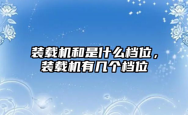 裝載機(jī)和是什么檔位，裝載機(jī)有幾個檔位