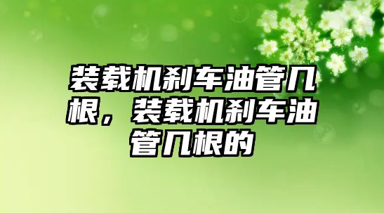 裝載機剎車油管幾根，裝載機剎車油管幾根的